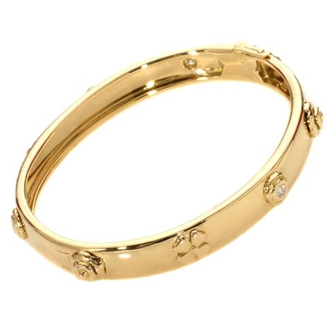 fake gold chanel bangle|chanel gold bracelet with diamonds.